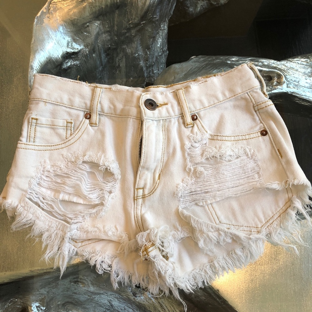 white jean shorts